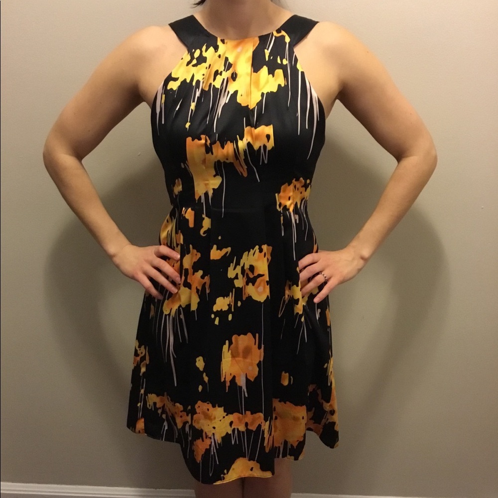 Final Sale! Black Dress with Yellow Flowers